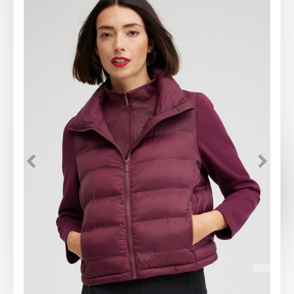 Chico’s Burgundy Zenergy Scuba Mix Puffer Jacket Women's Size 3 (16 US) XL